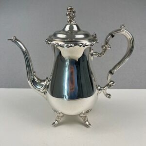 Antique AMC Silverplate Coffee Pot Tea Server Silver Footed Ornate Victorian VTG